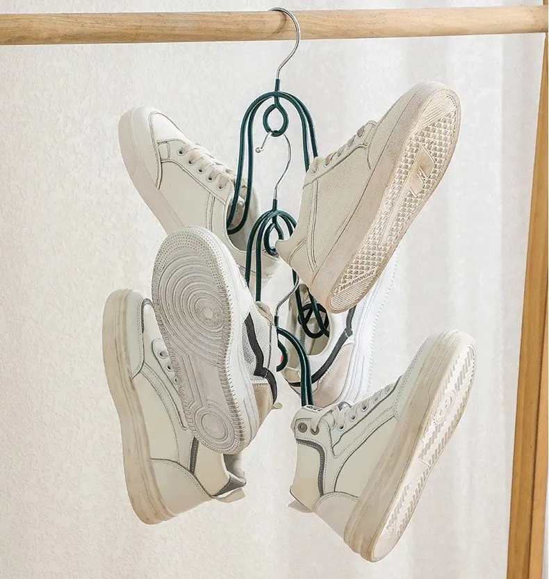 《SG STOCK》Windproof shoe hanger stainless steel PVC drying rack balcony Waterproof and rust resistant Multifunction