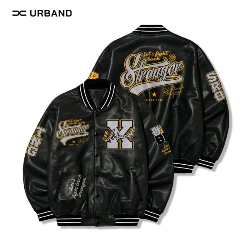 X urband absolute jaket kulit sintetis varsity unisex Bomber university lets fight stronger Gudang jaket store 0