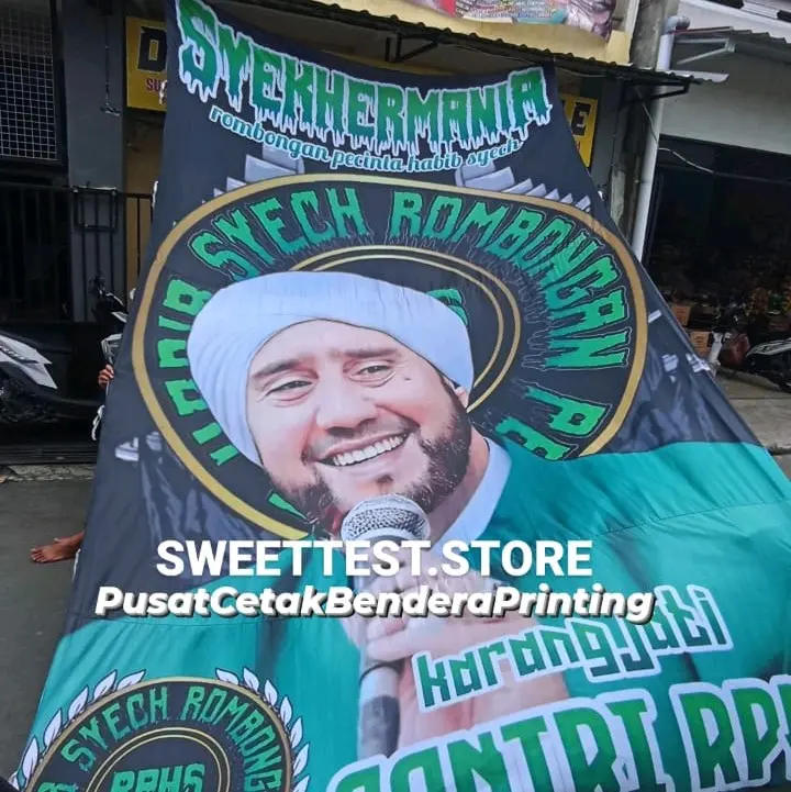 BENDERA SHOLAWATAN + BENDERA PECINTA SHOLAWAT + BAHAN POLYSTER + BENDERA PRINTING +COD+BONUS STIKER 7