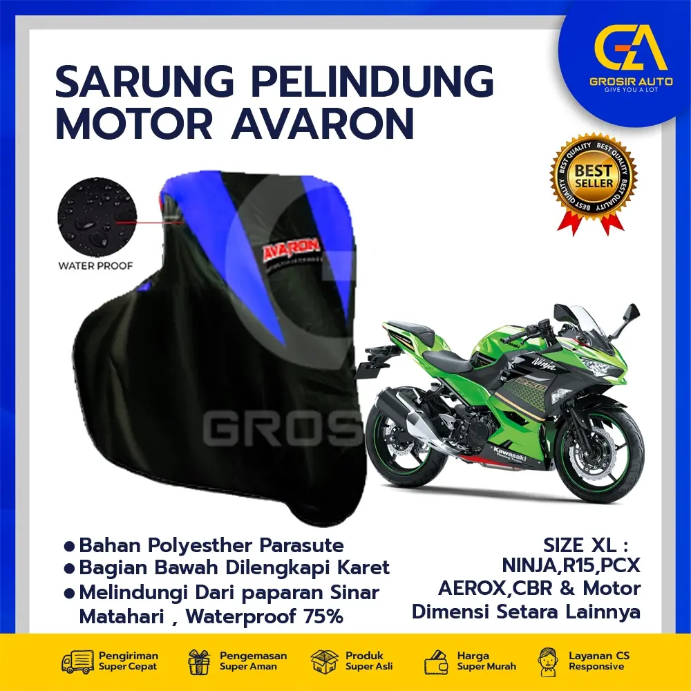 Sarung Motor AVARON NINJA/ Penutup Pelindung Body Cover Motor Warna Anti Air Merk Avaron