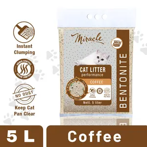 Pasir kucing Miracle | Aroma Coffe 5 liter Bentonite Gumpal Wangi