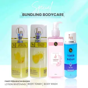 BUNDLING BODYCARE LOTION ORI LN TRIPLEDOSIS SIANG MALAM TONER BADAN SABUN CAIR SAKURA EXTRACT BPOM READY Paket Perawatan Badan Lotion Whitening Body Toner Body Wash