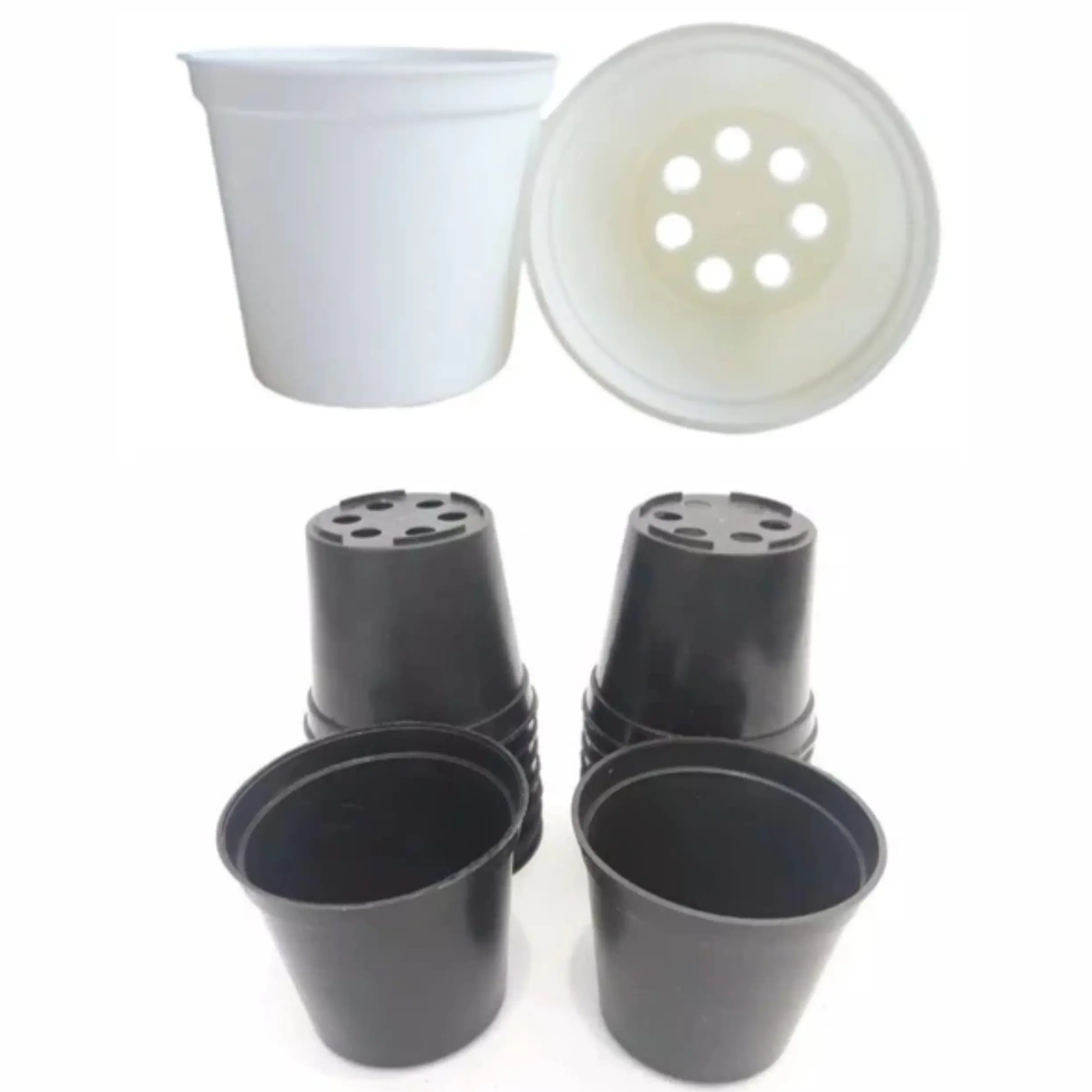 Pot Plastik Ukuran 8 cm Warna Putih dan Hitam Murah