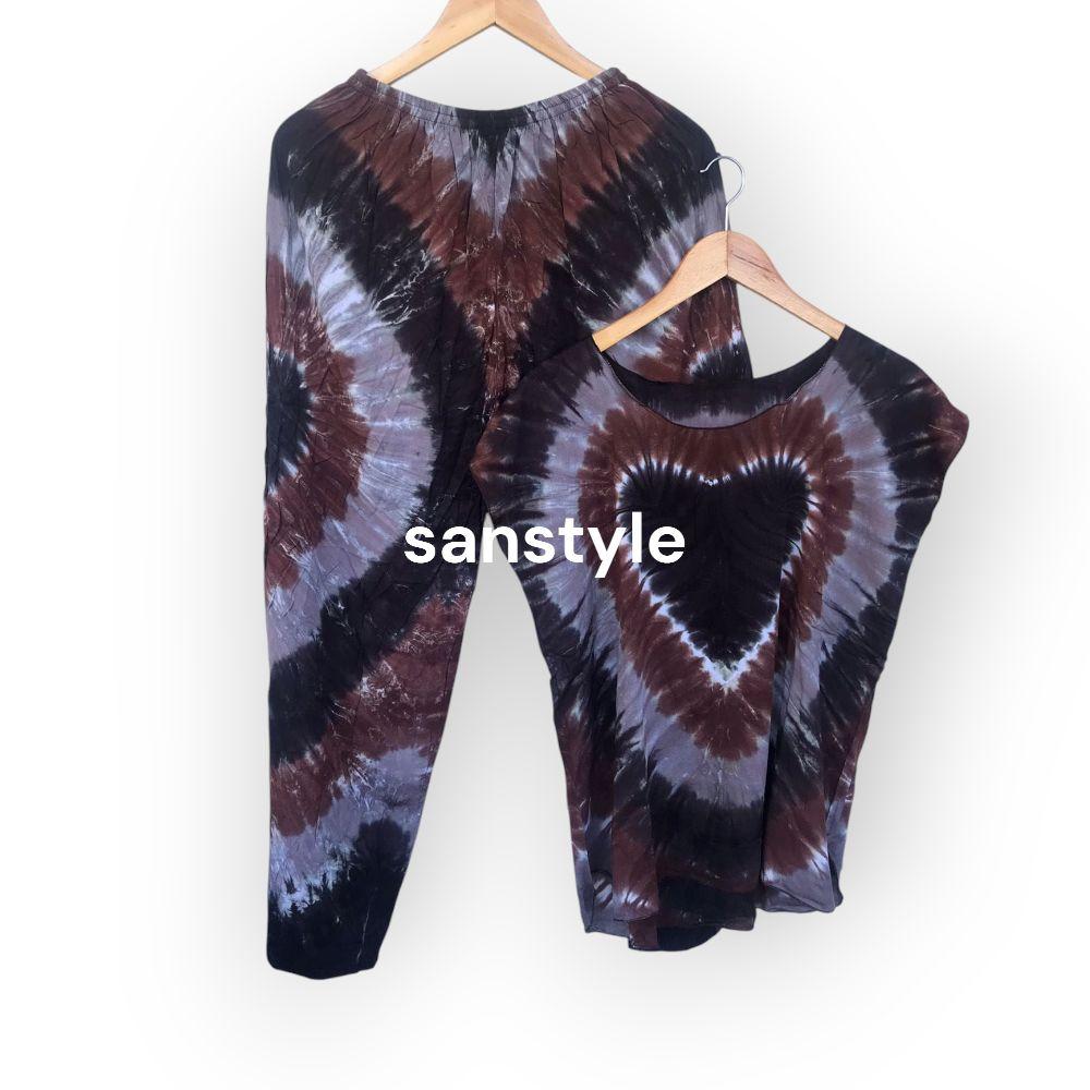 SANSTYLE One Set Celana Panjang Bahan Rayon Adem Cocok digunakan Bersantai di Rumah