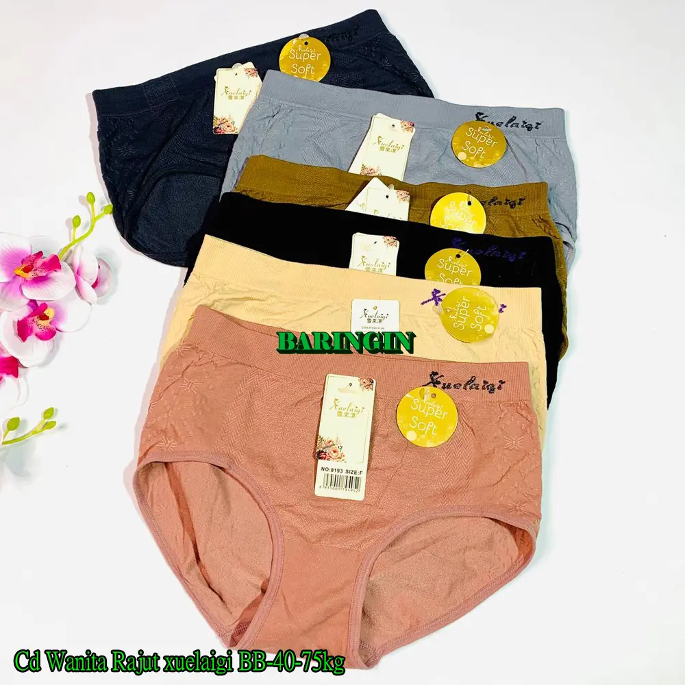 CD Rajut Wanita Dewasa- isi 3,6 & 12 Pcs-Celana Dalam Fashion Wanita Adem Lembut Dan Nyaman Hitam