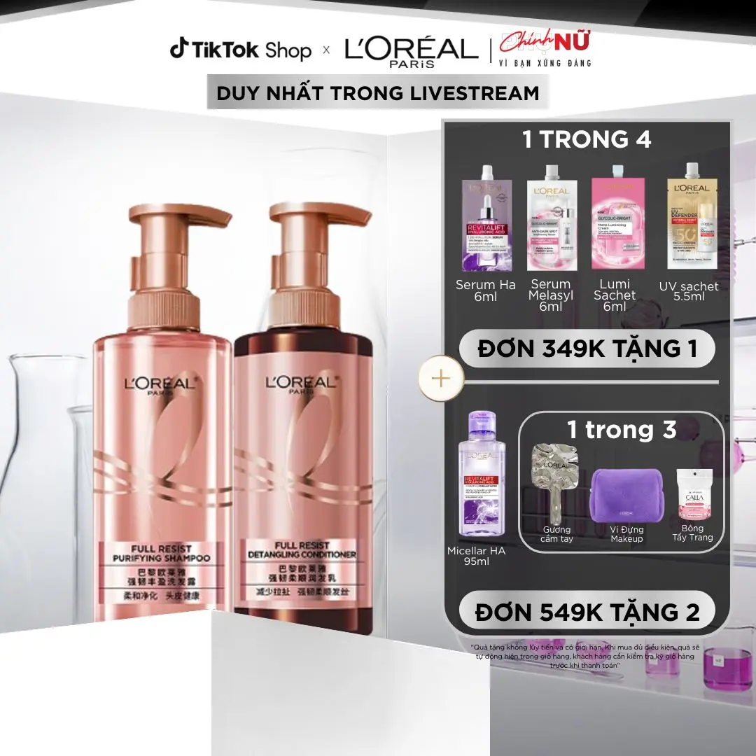 BỘ DẦU GỘI XẢ NGĂN NGỪA & GIẢM GÃY RỤNG TÓC GIÚP TÓC CHẮC KHỎE L’OREAL PARIS ELSEVE Full Resist Anti Hair Fall Shampoo 440ml