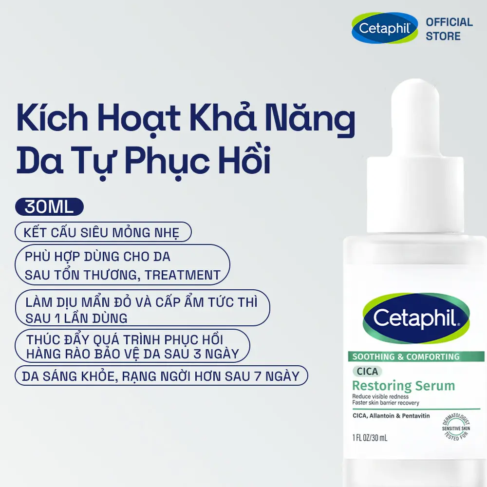 Tinh Chất Làm Dịu Phục Hồi Chuyên Sâu Cetaphil Soothing & Comforting Cica Restoring Serum 30Ml