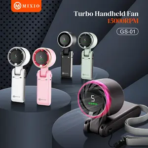 MIXIO GS-01 Kipas Angin Turbo Strong Portable Handheld Rechargeable Mini Fan Lipat High Speed 15000RPM