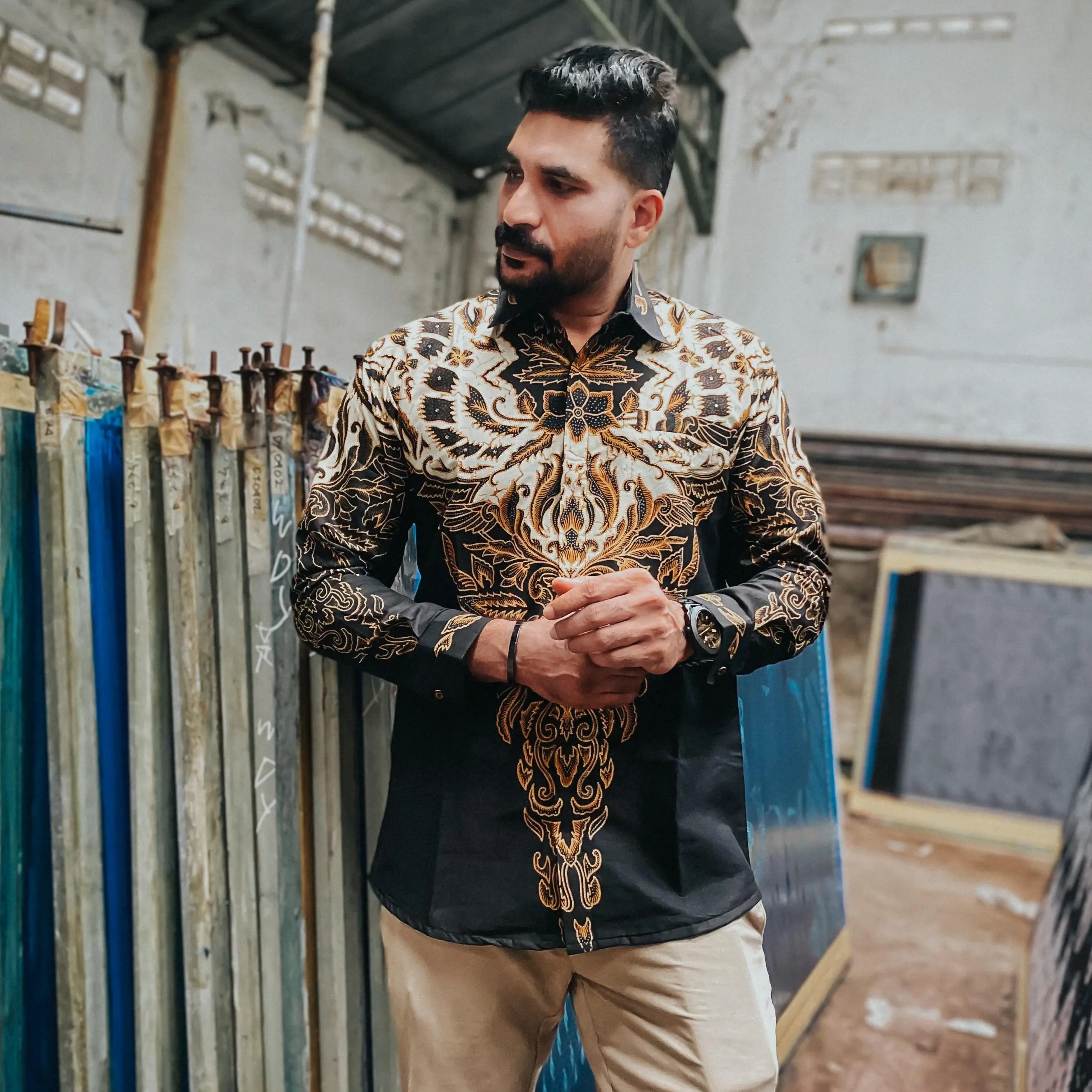 Batik Mahkota Canadha Katun Prima PErmiun Panjang pendek jumbo Motif Nyaman fitted  kemeja kemeja  batik  anak  muda Kemeja Pria Lengan Batik Kemeja Motif