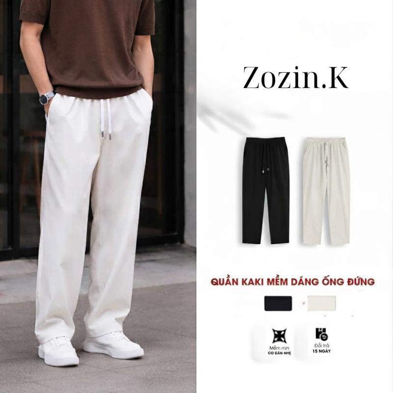 Quần Kaki Nam Ống Đứng Zozin.K, Quần Nam Dáng Ống Đứng Cạp Chun Chất Liệu Vải Kaki Mềm Co Giãn Nhẹ A42