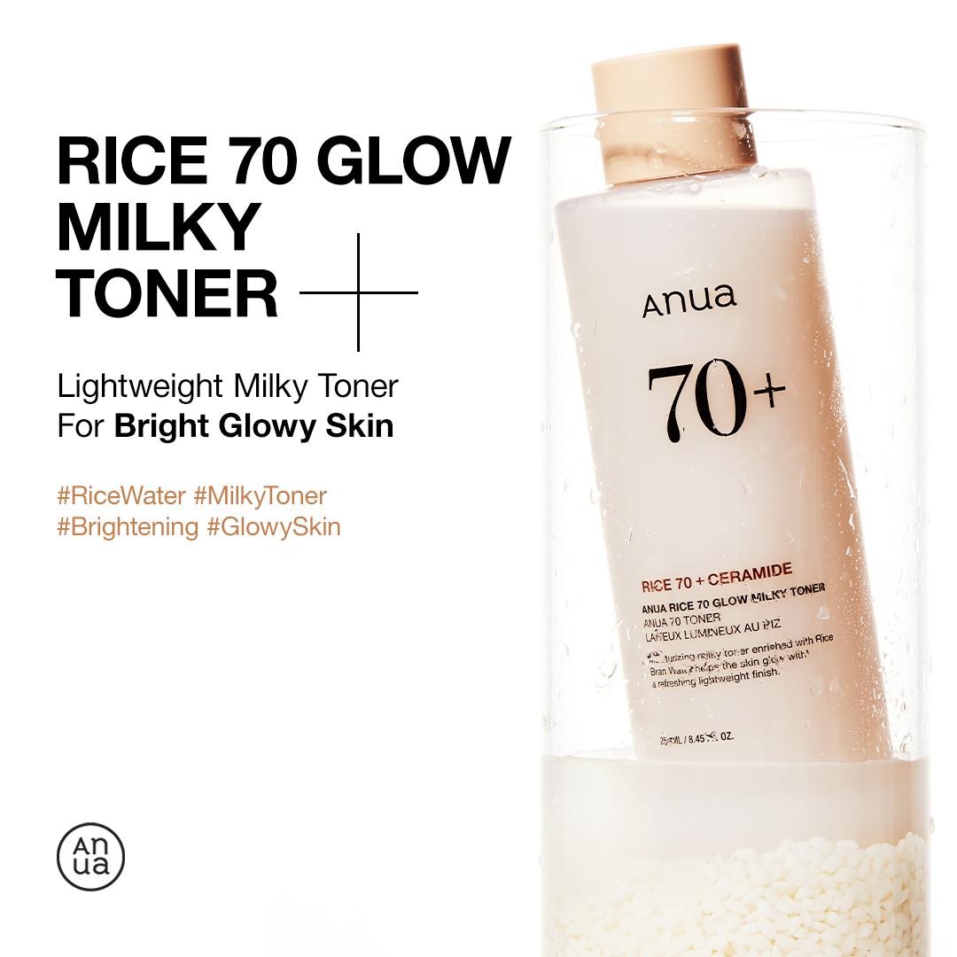 ANUA Rice 70 Glow Milky Toner 40ml Perawatan Mencerahkan Wajah Pencerah Hitam Penyegar