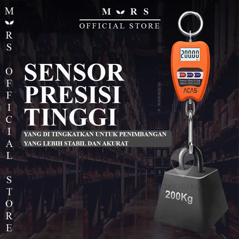OCS MINI-200 kg Timbangan Digital 200kg GantungFree Batrai Digital LED Hook Besi Orange Hitam LCD Smart Crane Hook Scale Hanging Besi Kapasitas 200 KG 1