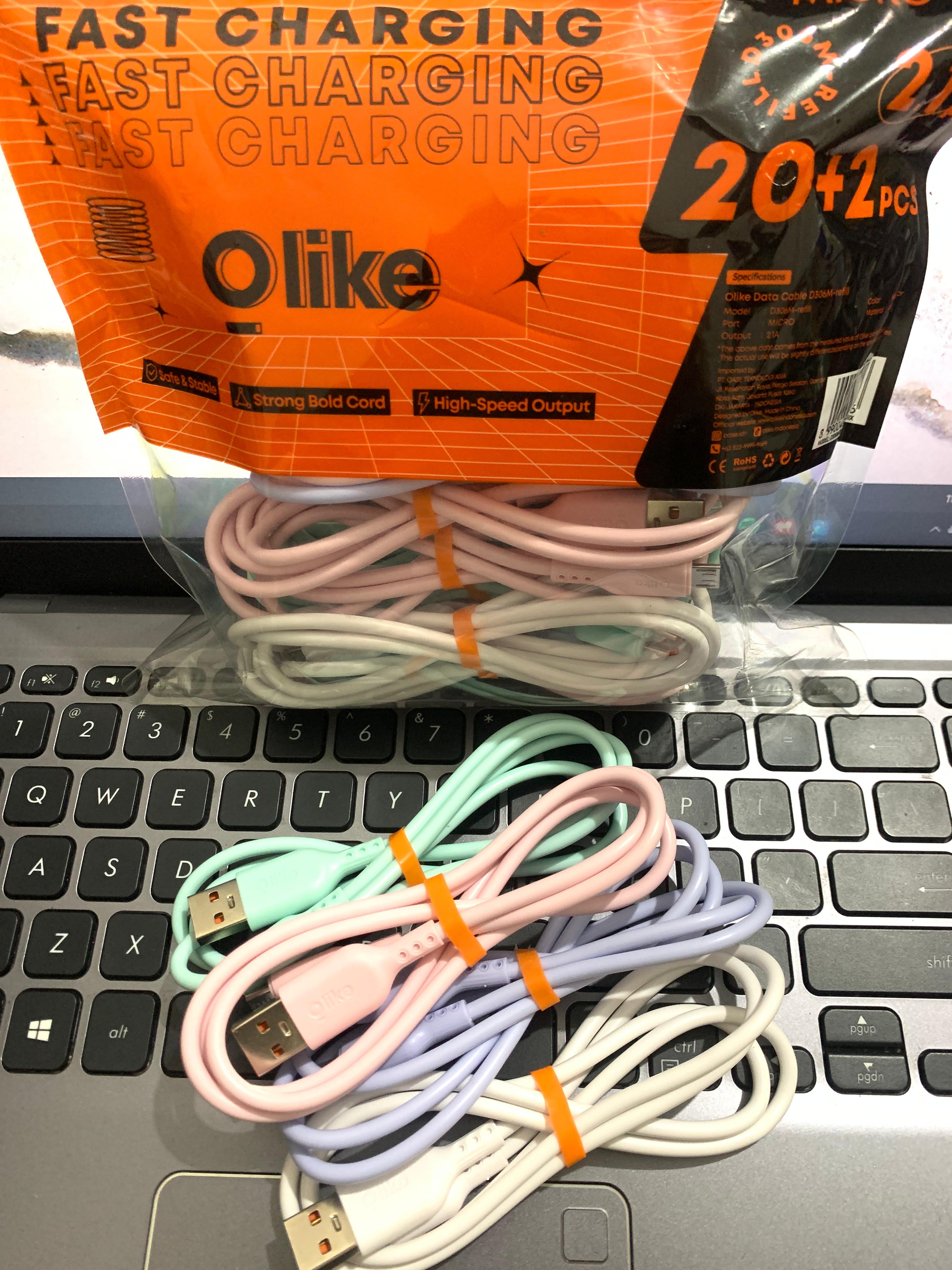 OLIKE D306 REFIL KABEL DATA MICRO/TYPE-C (1 POUCH ISI 22 PCS) DATA CABLE FAST CHARGING 1M OLIKE