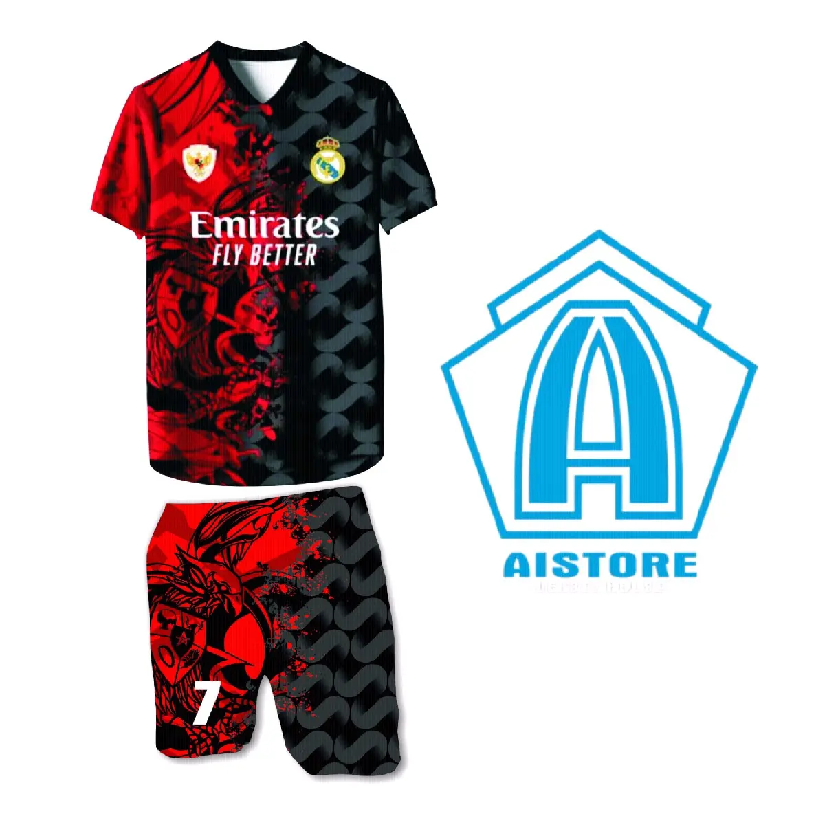 Jersey indo x madrid satu set (Bisa custom nama & No punggung)