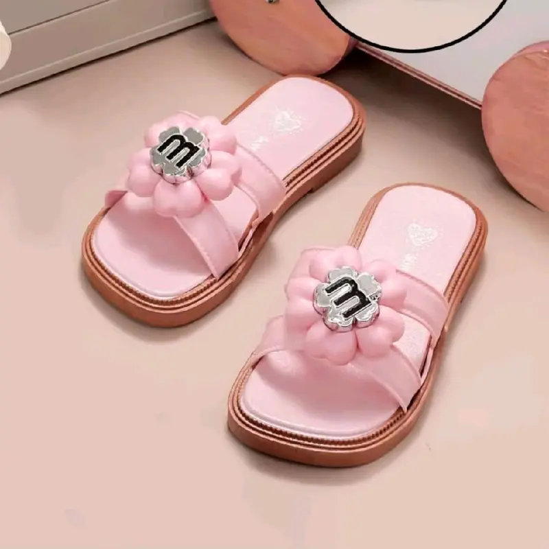 Sandal selop fashion anak perempuan Bunga sandal slip on import anak wanita sendal karet jelly kaki 24-35 3