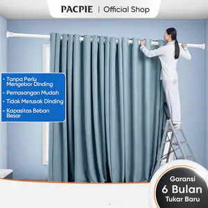 PACPIE 1-5M Tiang Gorden Fleksibel 32MM Gantungan Baju ​Batang Tirai Teleskopik Tiang Jemuran Baja Tebal Shower