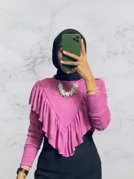 Blouse Rample Wanita Terbaru / Kaos Rib Rumbai Wanita Polos Baju Fit Katun Lembut Atasan Muslim Putih Mewah Nyaman Panjang Basic 2