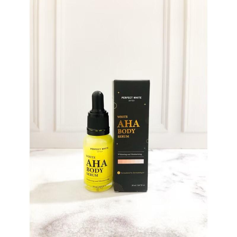 Product Introduction of PERFECT WHITE AHA Body Serum Whitening and Moisturizing 20ml | 50ml | 100ml | Serum Pemutih Badan | AHA Body Serum Bleaching | Body Bleaching | Body Serum | Pemutih Badan DC 21