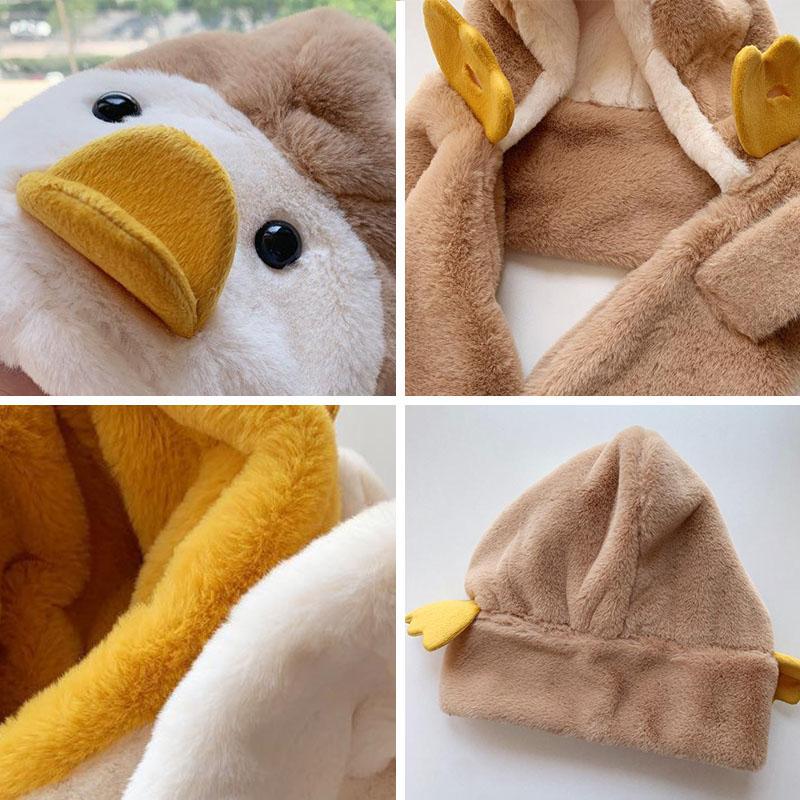 Product Introduction of Baby hat scarf integrated autumn and winter face protection plush baby ear protection hat with thick plush for boys and girls 9