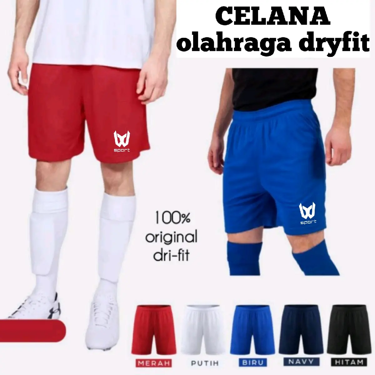 Celana olahraga kolor dryfit pria wanita unisex hitam putih navy biru merah sport
