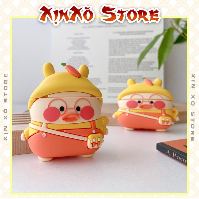 Ốp Airpod 2 3 Pro Pro 2 Vịt Má hồng đi học, Vỏ Case Airpods kèm móc khóa cao cấp - XỊN XÒ Store