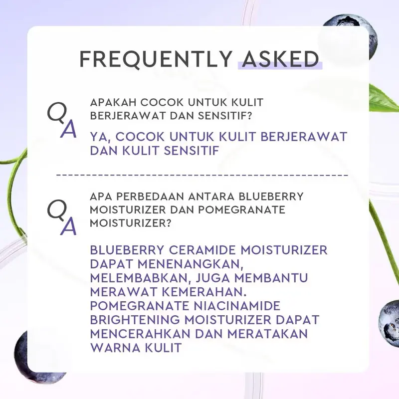 BUNDLE 3 Glad2Glow Blueberry Moisturizer Cream 5x Ceramide Skin Barrier Repair 30 gram 6