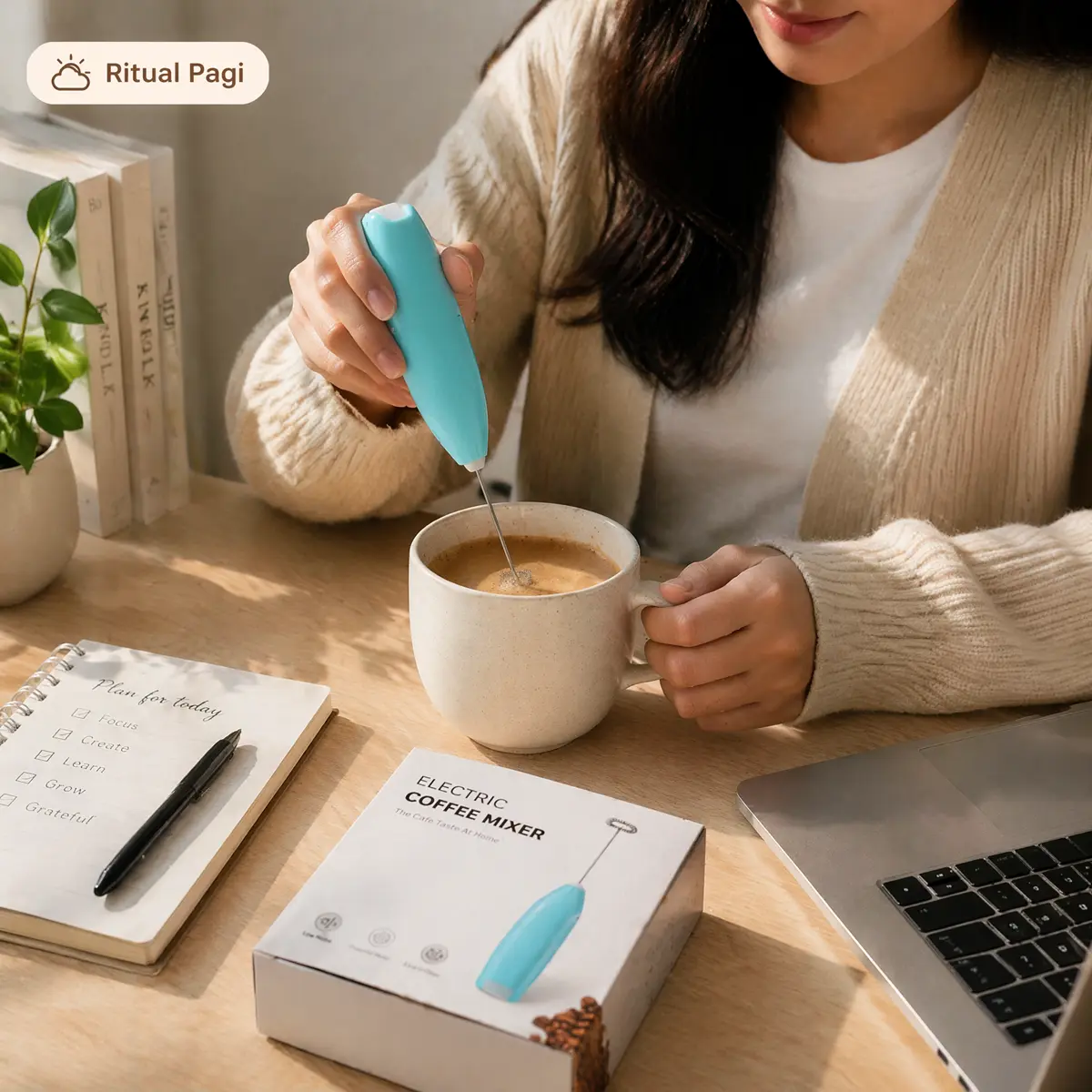 3IN1 Pembuih Susu Kopi Electric Mixer Hand Mixer Portable USB 4Watt Blender Milk Coffee Pengocok Telur
