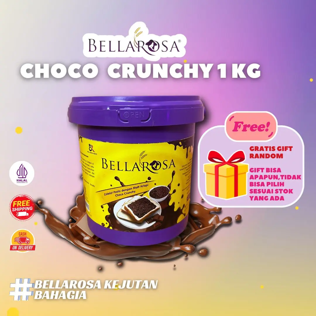 [CHOCO CRUNCHY 1 KG] BELLAROSA Choco Cemilan Crunchy Selai Coklat Pasta Lumer Krispi Cocok Untuk Snack Food dan Snacks permen  coklat  lebaran