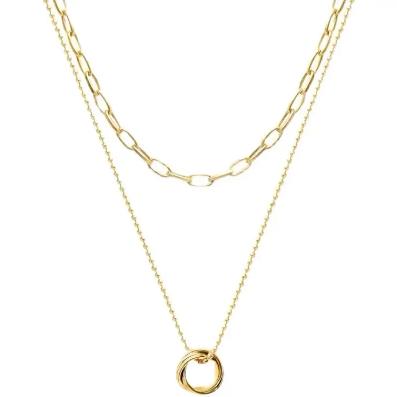 Kalung Titanium 2 Layer Anti Karat Peperclip Korea Elegan 7