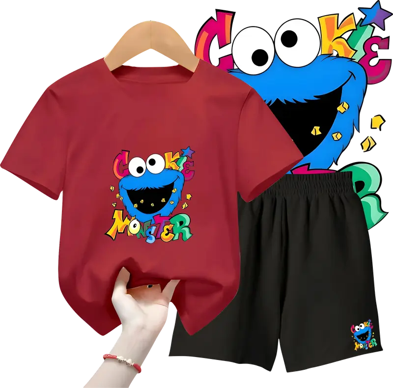 Setelan Baju Anak Laki Laki Kaos dan Celana Panjang / Pendek Pakaian Fashion Ukuran S-XL - Motif ELMON Putih 6