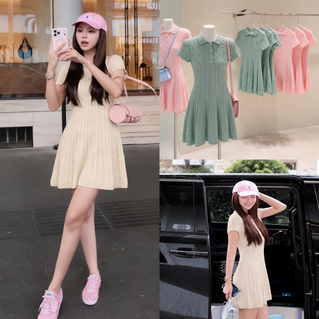 ( Hàng sẵn - Tặng Kèm Quần ) Váy polo len thừng ngắn tay dáng xoè chữ a đơn giản basic top nữ women