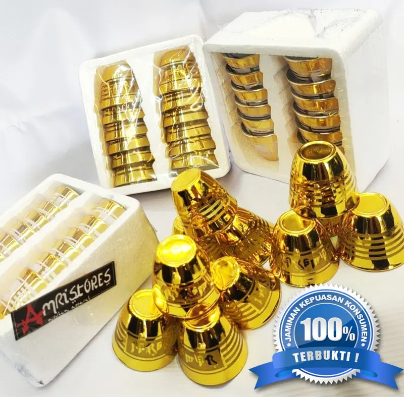 gelas zam zam gelas cucing kaca warna emas gold berkilau cangkir sloki zamzam mewah exclusive 3