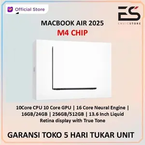 Apple MacBook Air M4 Chip 2025 13Inch 24GB-512GB - 16GB-512GB - 16-256GB Garansi Resmi Indo