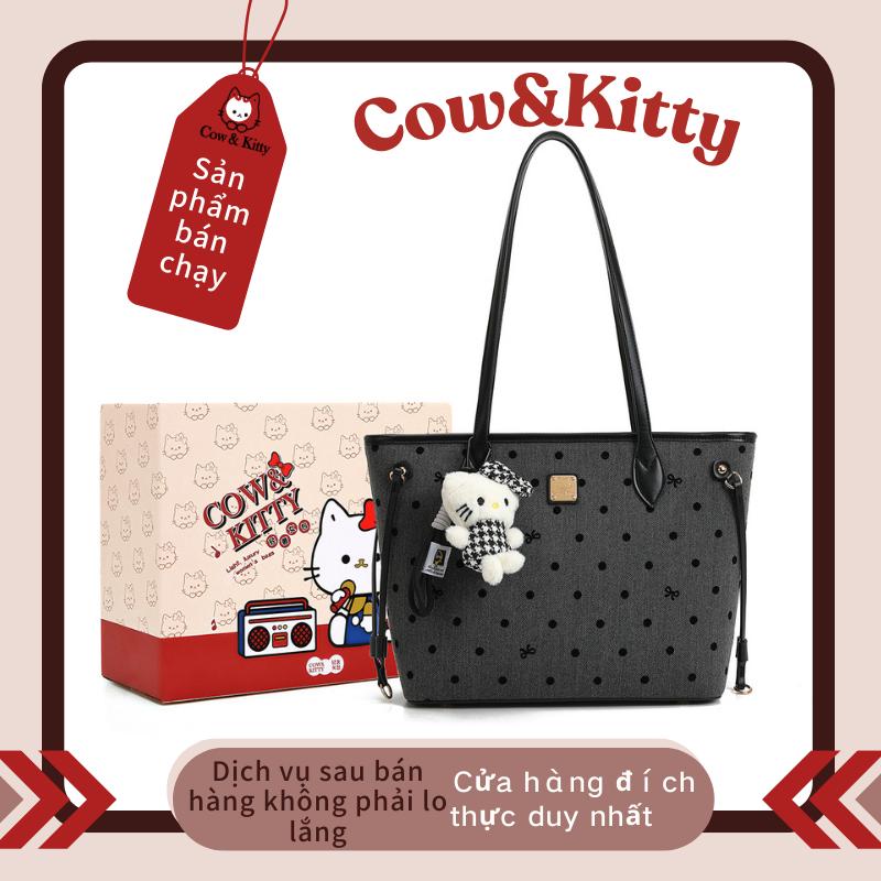 Túi Tote Thanh Lịch Cho Nữ, Thiết Kế Bò & Kitty, Phong Cách Dễ Phối Đồ Mùa Thu Mới, Với Nơ Và Chấm Bi