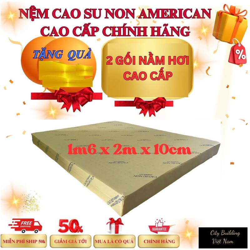  NỆM 1m6 x 2m x 10cm CAO SU NON AMERICAN  Ép tổng hợp  ÊM ÁI 2 MẶT LỖ THÔNG HƠI THOÁNG KHÍ 