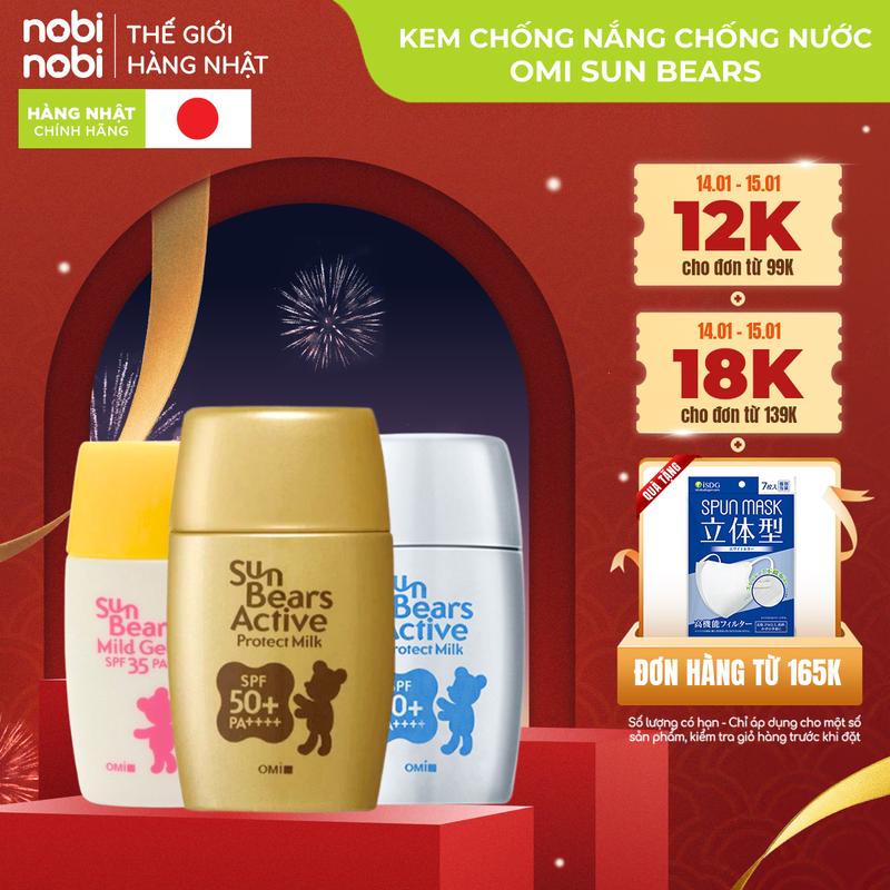  Kem Chống Nắng Chống Thấm Nước Lâu Trôi Omi Sun Bears SPF50 PA++++ 30g Skincare 