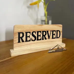 RESERVED | Papan Penanda kayu Signboard Sign Tulisan RESERVED Duduk Minimalis Aestetik