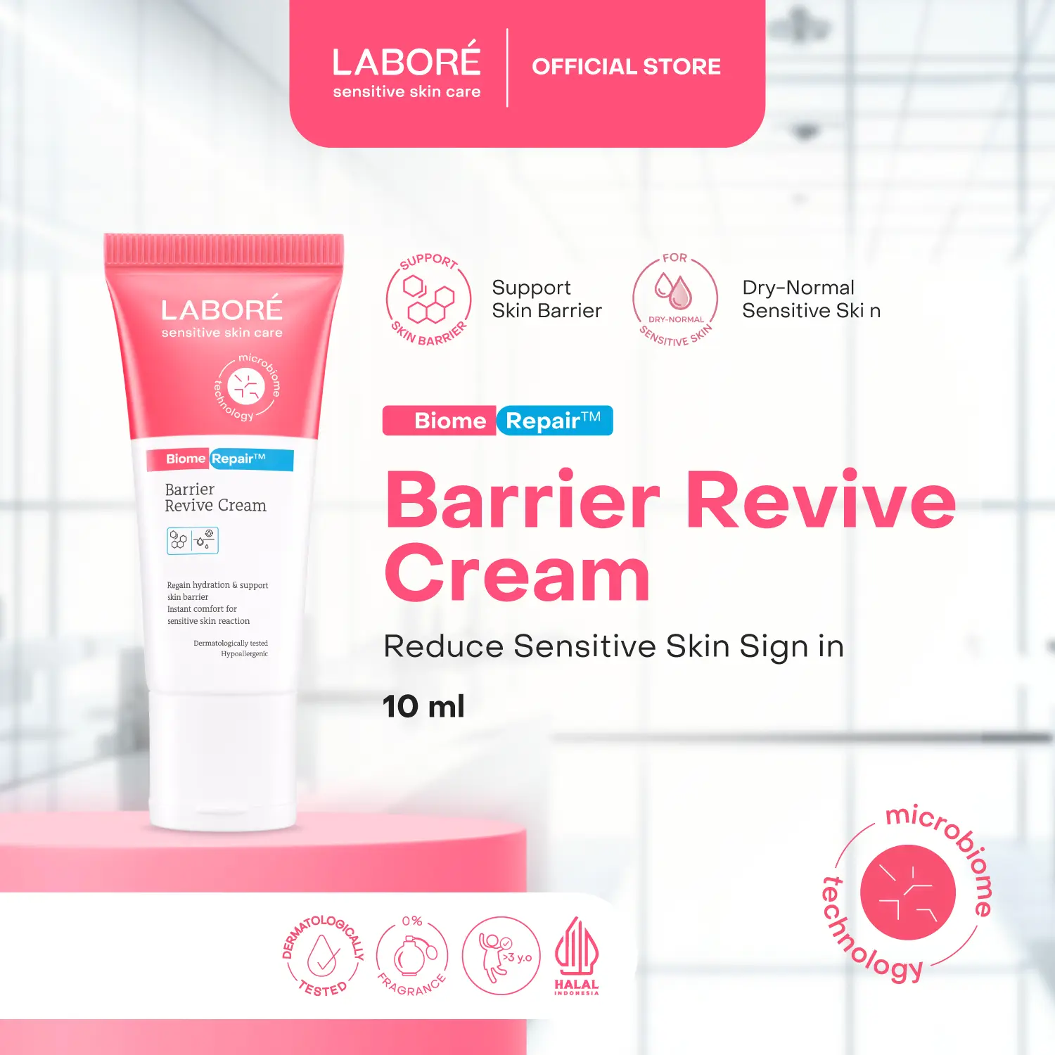 LABORE Trial Size Dermalab Revolutionaire Sensitive Skincare - Revive Cream 10ml Topicalm 10ml Physical Sunscreen 10ml Acne Sunscreen 10ml Bright Sunscreen 10ml Bright Serum 7ml  Acne Serum 7ml Mild Cleanser 50ml Cleansing Mousse 25ml Soothing Mist 50ml