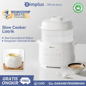 【SUPER PROMO】Simplus Slow Cooker Listrik 1L Panci Rebus dan Kukus dengan Menu Preset Cerdas untuk MPASI Bubur Bayi DDGU001