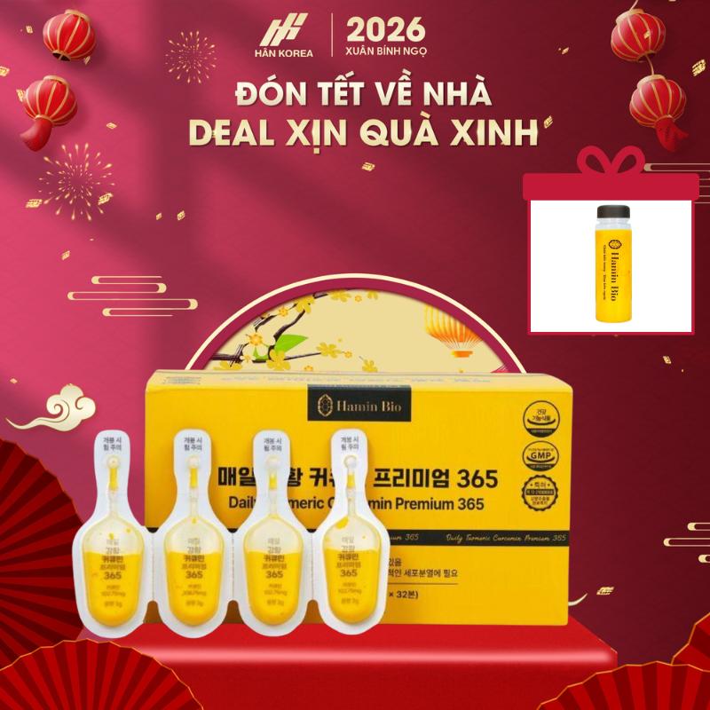  A25 -  LIVETREAM  - Tinh chất nghệ Nano curcumin Hamin Bio 365 Premium hộp 32 tép Hàn Quốc 