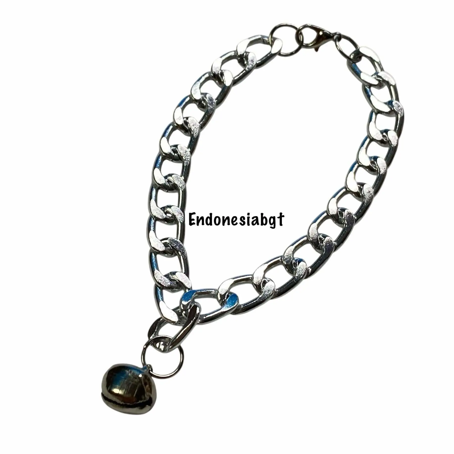 Kalung kucing silver lonceng rantai ringan berkwalitas
