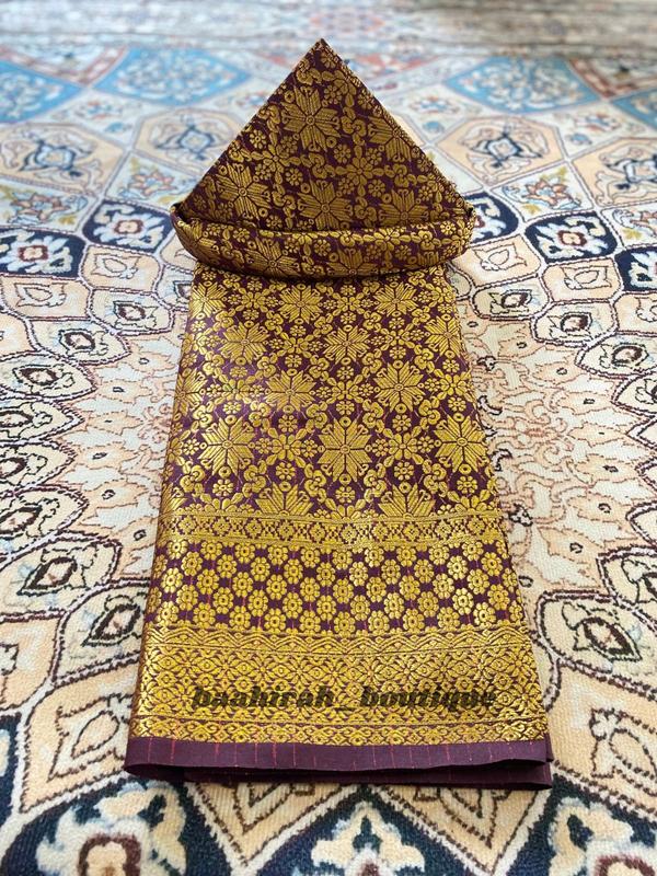 Tanjak Dan Rumpak Dewasa Sarung Songket Khas Palembang Asli Adat Melayu Riau Malaysia Modern Mewah 1