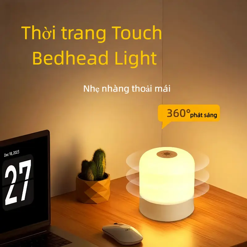 Đèn ngủ để bàn cảm ứng 3 màu ánh sáng, đèn led mini trang trí phòng ngủ bàn làm việc tiện lợi Thích hợp cho phòng trẻ em. Phòng ngủ, đầu giường, tủ. Độ sáng có thể được điều chỉnh