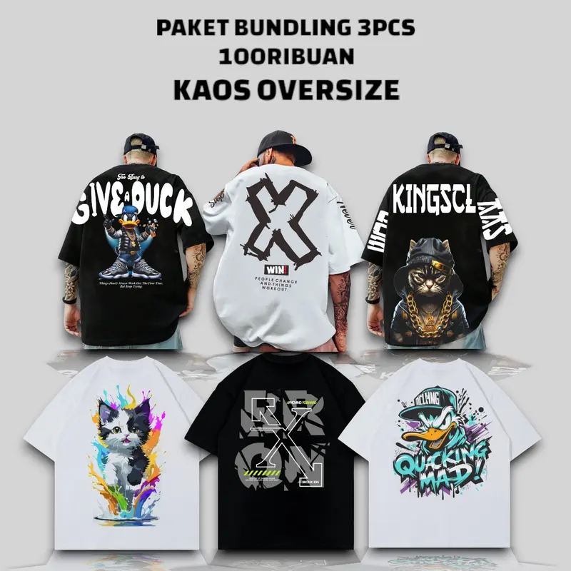 PROMO KAOS MOTIF 3PCS 100RIBUAN KAOS JUMBO /KAOS T-SHIRT OVERSIZE PRIA /KAOS DISTRO VIRAL TERPOPULER 0