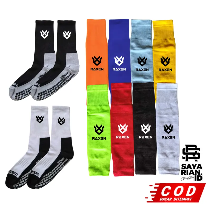 Paket Kaos Kaki Sambung dan Futsal Antislip Maxspeed Dewasa Premium Nilon 3 Ply Karet Cocok untuk Olahraga 0