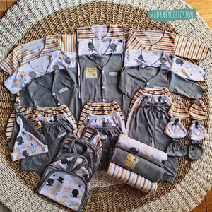 Paket baju bayi baru lahir  33pcs hemat paket baju bayi newborn setelan baju bayi lengan pendek panjang ekonomis seri abu novel Sarung Parsel