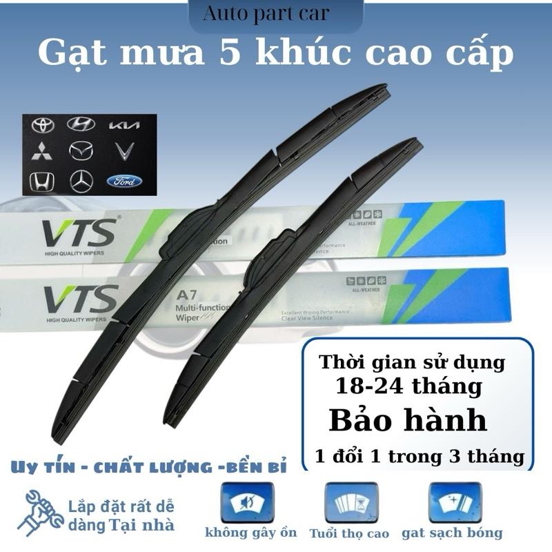  Bộ 2 cần gạt mưa 5 khúc cao cấp.Hàng Chính Hãng VTS lưỡi gạt silicon phù hợp mọi dòng xe   cho mọi dòng xe:KIA HUYNDAI HONDA MITSUBISHI TOYOTA ,NISSAN SUZUKI VINFAST FORD,MG...vv 