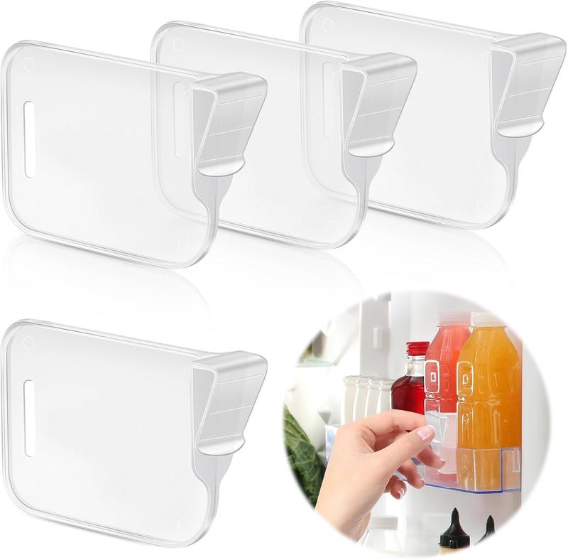 Refrigerator Storage Divider, 4Pcs Adjustable Snap-on Fridge Door Shelf Dividers Organizer Bins Partition Clear Plastic Container Separator Portable Drawer Separators Board for Kitchen Home Office 0