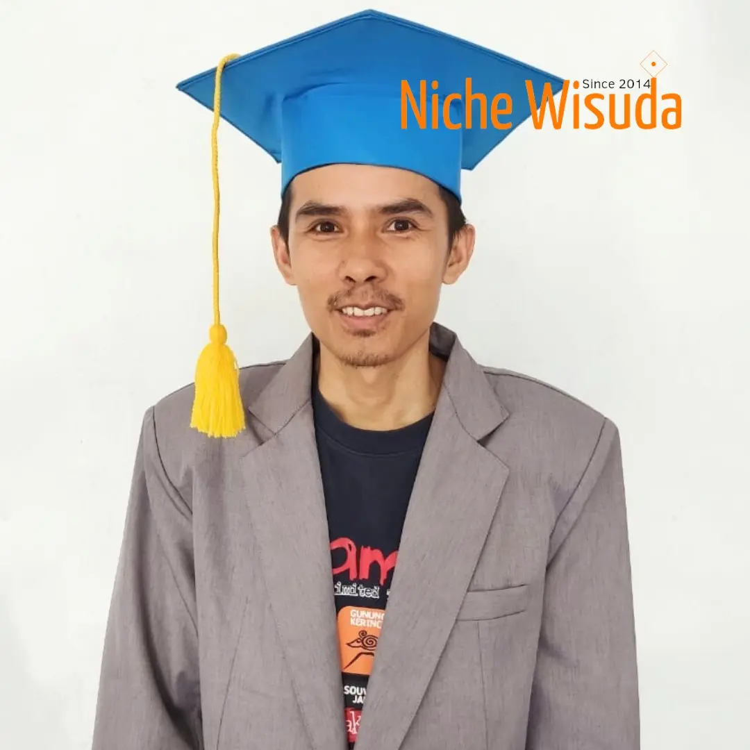 Topi Wisuda Biru Premium Dewasa Sarjana
