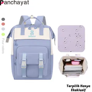 Panchayat Tas Fashion Korea Unik Stylish Backpack Bahan Anti Air Ransel Traveling Tas Ibu Tahan Aus Ringan Kapasitas Besar 30cm x 20cm x 44cm Nilon Wanita Tahan Air & Tahan Aus